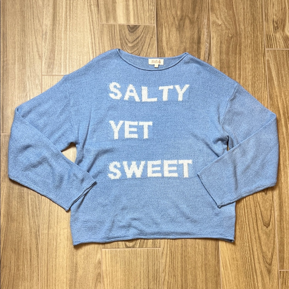 Listicle Salty Yet Sweet Knit Oversized Lightweight Long Sleeve Top‎